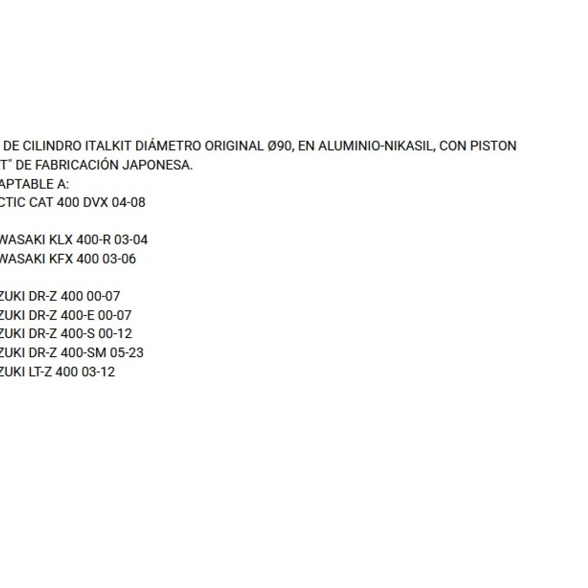 Comprar EQUIPO MOTOR LTZ 400/KFX 400/DRZ 400